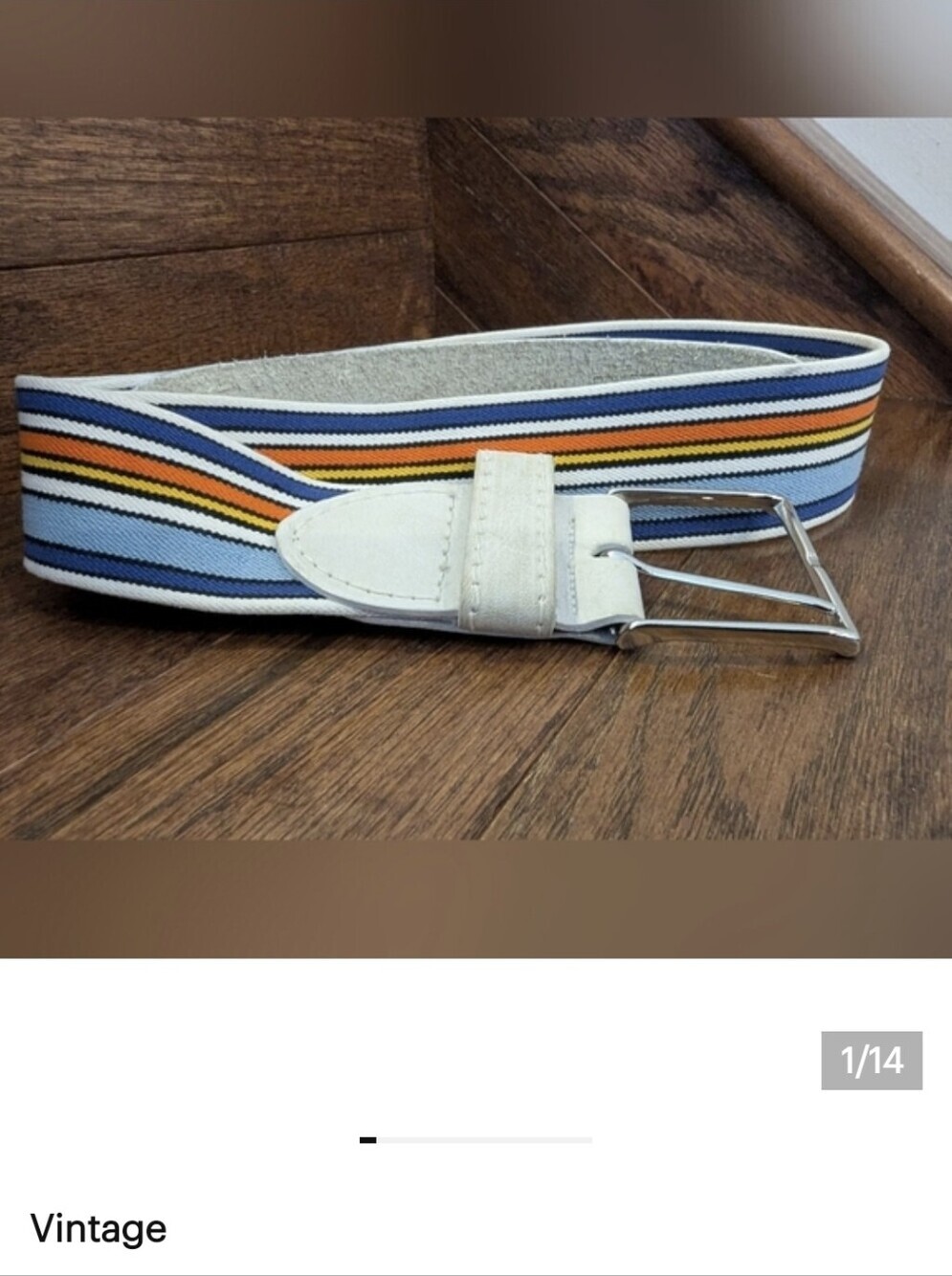 Vintage 70s Belt In New Condition Leather & Color Multi Stripe Unisex 36"